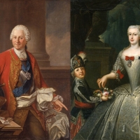 Rodiče Aloise Friedricha von Brühla - Heinrich von Brühl, 1700 - 1763 a Maria Anna Franziska hraběnka Kolowrat-Krakowská, 1717 - 1762 (zdroj skd.museum)