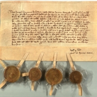 Listina z r. 1341 zmiňující Peška z Janovic a jeho bratry (zdroj Národní archiv Praha) 