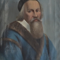 J. A. Komenský, olej na plátně, autor neznámý, 45 x 62 cm