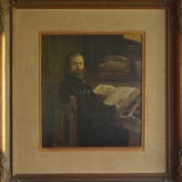 J. A. Komenský, olej na kartonu, autor Jára Pik, 1952, 65 x 70 cm