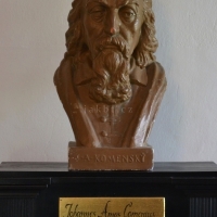 J. A. Komenský, busta Stanislava Biroše, sádra, 52 cm